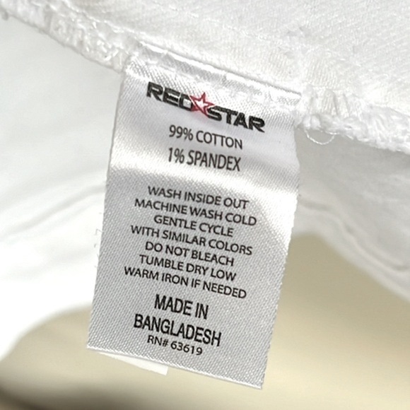 Brand New Red Star White Denim Button Up Collar Jean Jacket Distressed Cotton - Picture 10 of 15